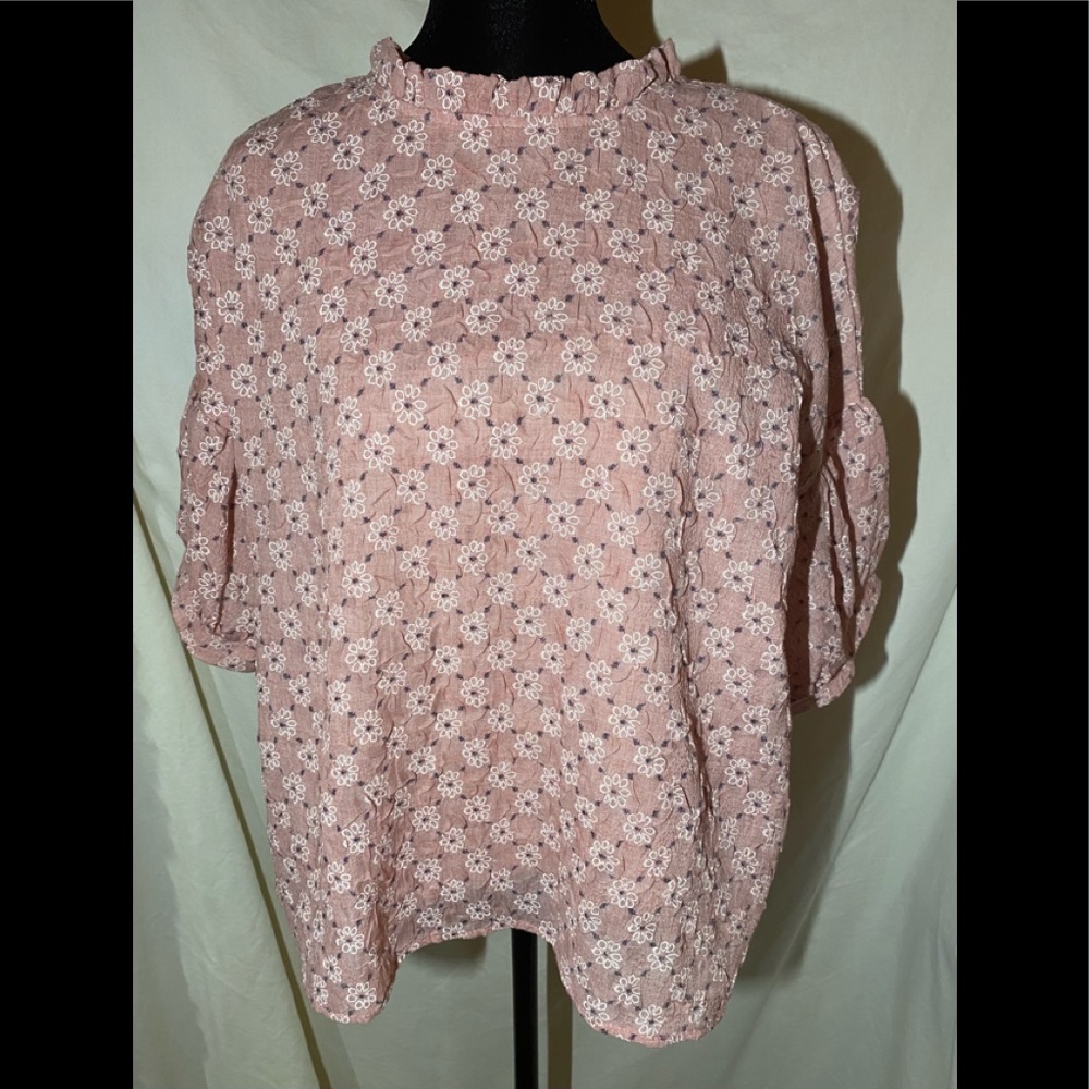 Roolee pink flowered puffy sleeve blouse